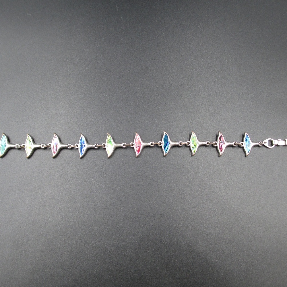 Vintage 7" Colorful Whale Tails Animal Bracelet - Picture 2 of 4